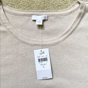 J Jill NWT Cropped Boxy Ivory Sweater 3/4 Sleeve